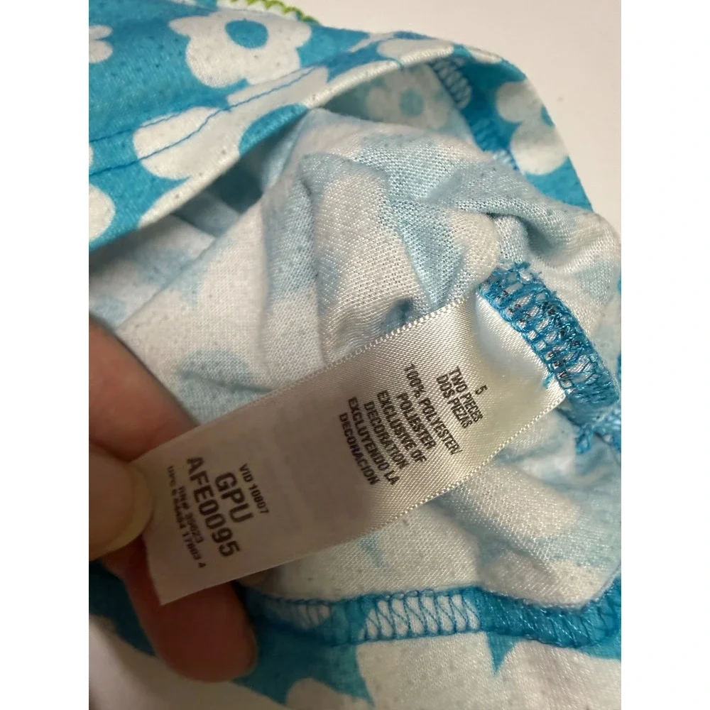 Carters Girls Blue Floral Butterfly Pajama Set Green Ruffle Shorts Size 5